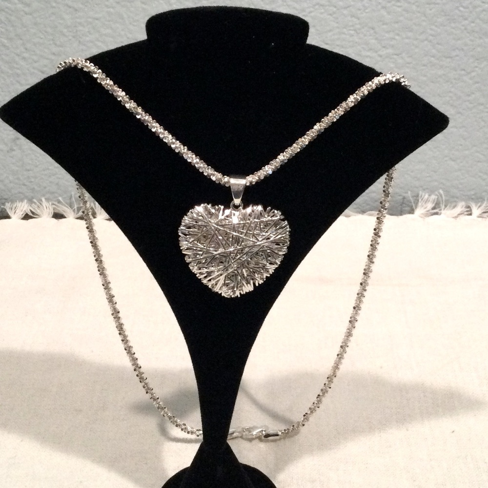 950 Silver Vintage Italy Milor Heart Necklace